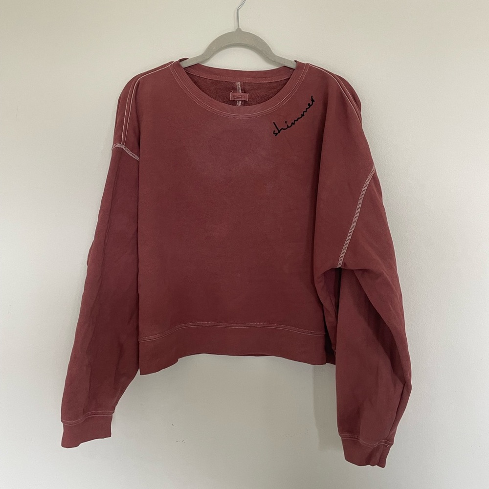 Pilcro Anthropologie sweatshirt embroidered shimmer small